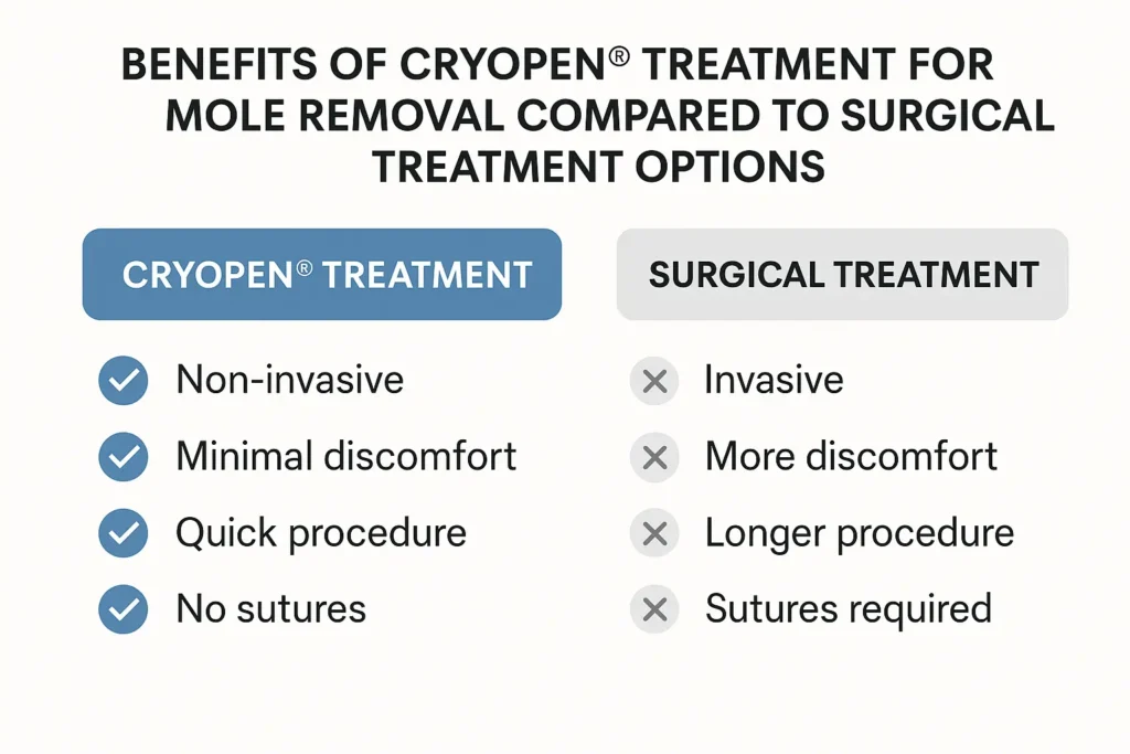 Benefits of facial mole removal Burley - call our team today to book a consultation
